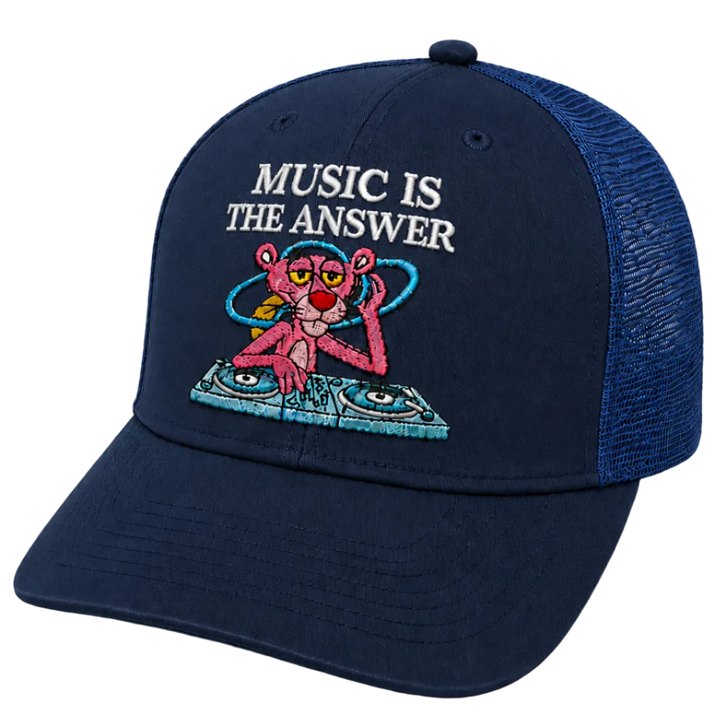 Pink panther music is the answer-dark navy/blue