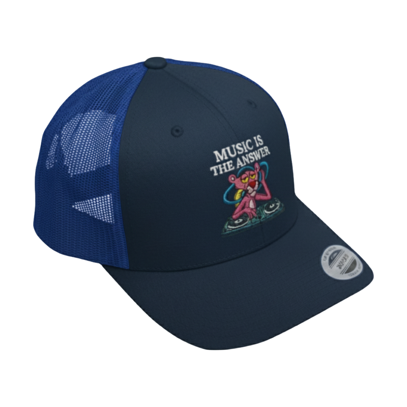 Pink panther music is the answer-dark navy/blue